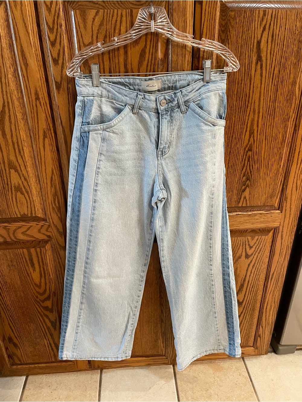 KanCan Light Blue Two-Tone Side-Panel Women’s Jeans